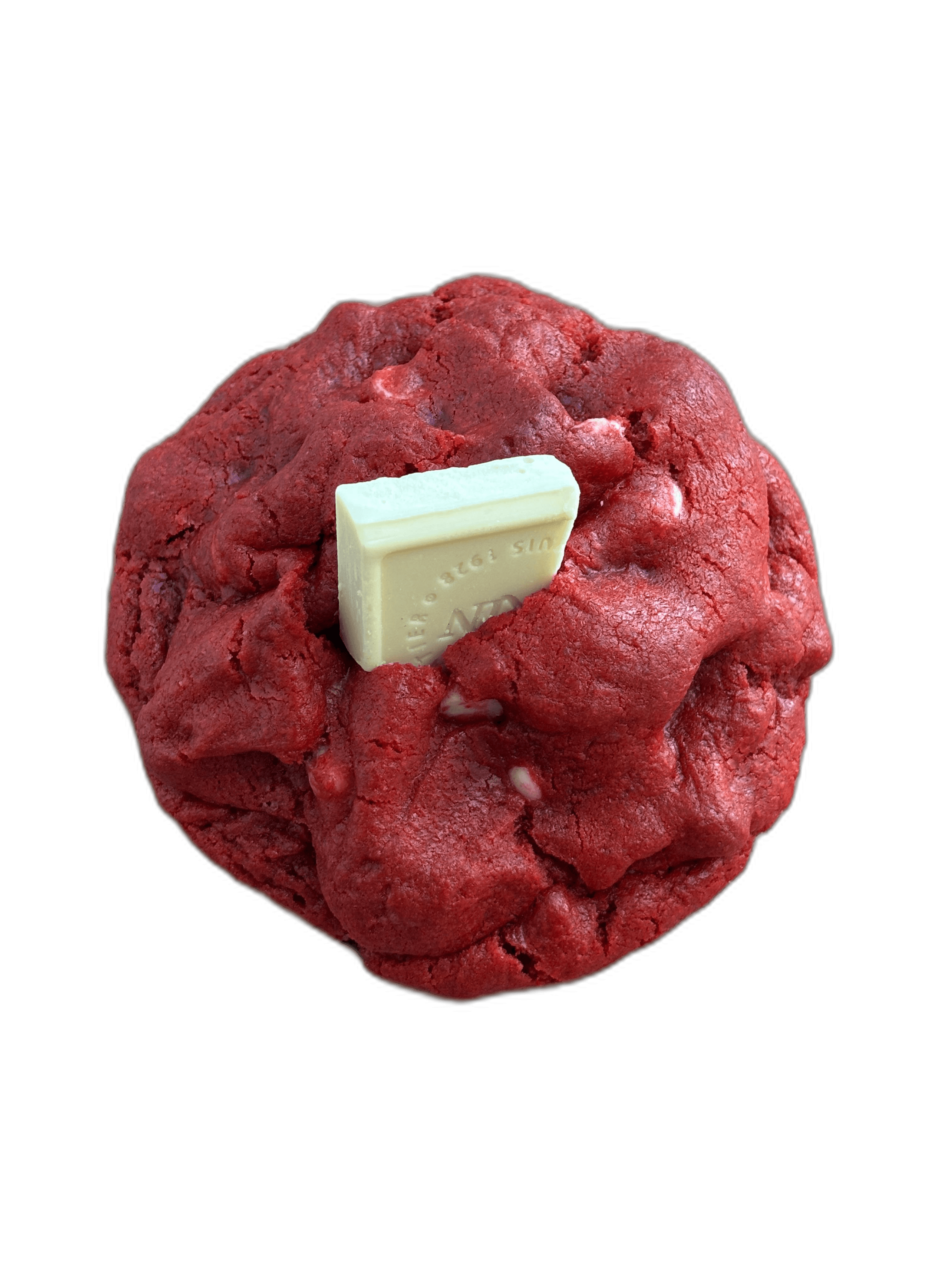 Cookie La Colorada Red Velvet con chocolate blanco y queso crema, galleta artesanal Cookie Club